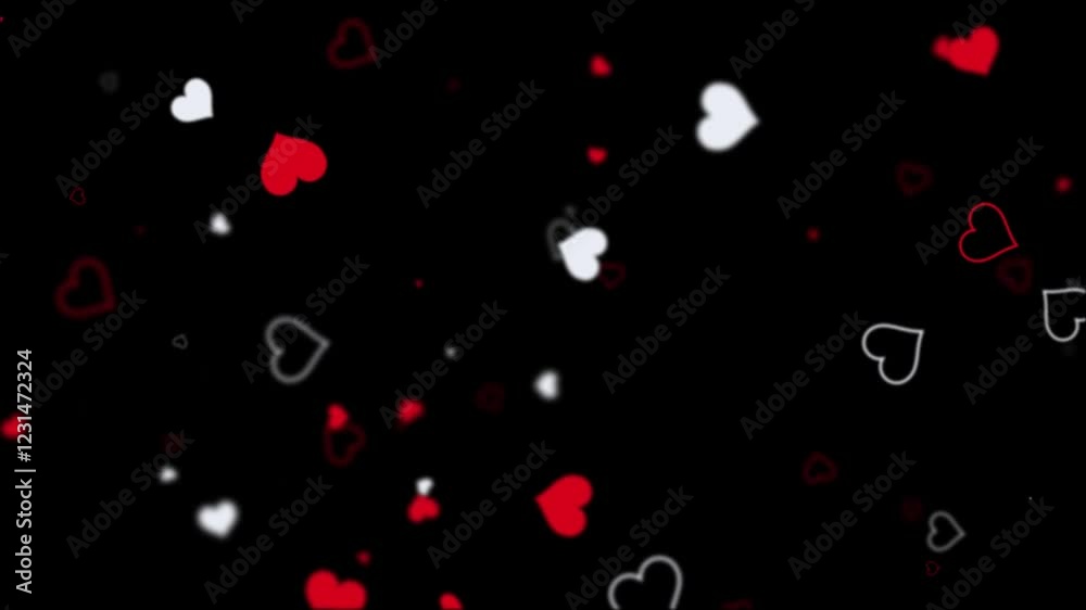Romantic love heart particle overlay animation, valentine motion graphic background