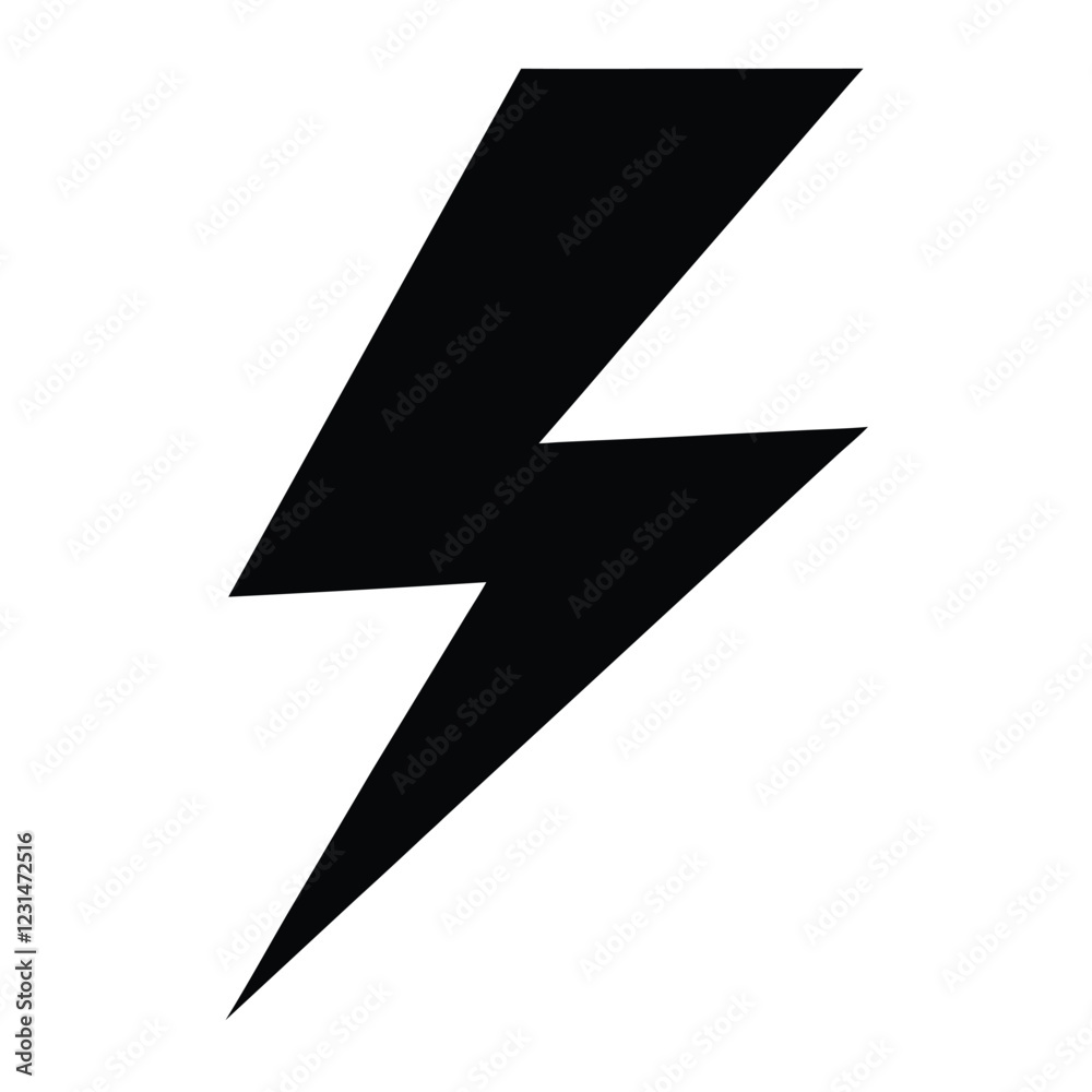 Lightning bolt silhouette striking on white background