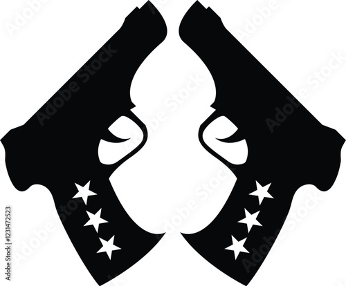double hand gun pistol gun vector file