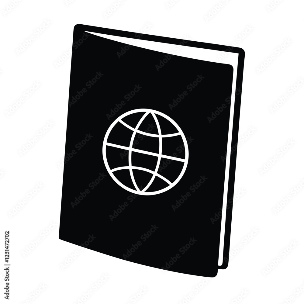 Passport silhouette isolated on white travel document Passport silhouette isolated on white travel document