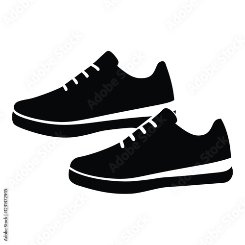 Sneakers silhouette isolated on white background