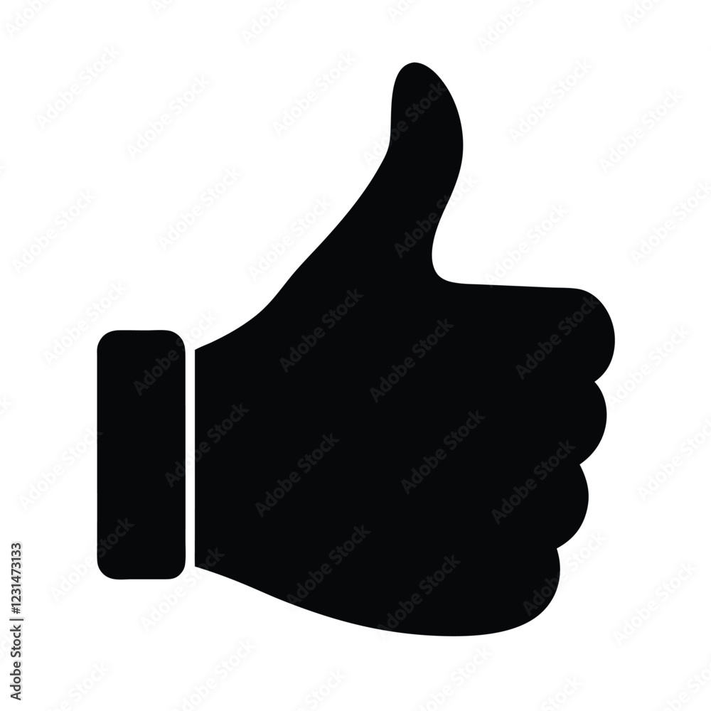 Thumbs up silhouette isolated on white background Thumbs up silhouette isolated on white background