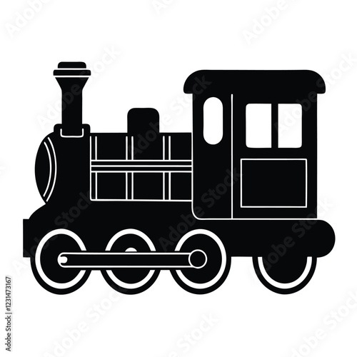 Train engine silhouette isolated on white background