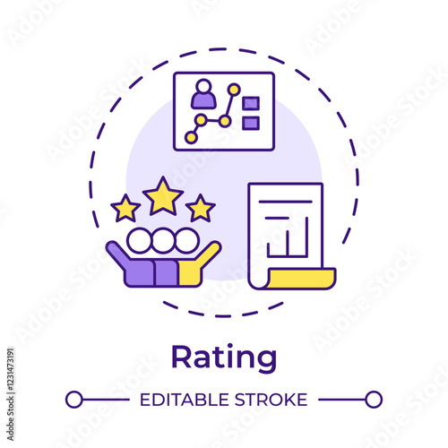 Rating multi color concept icon. Evaluating employee performance. Performance management system. Round shape line illustration. Abstract idea. Graphic design. Easy to use in presentation