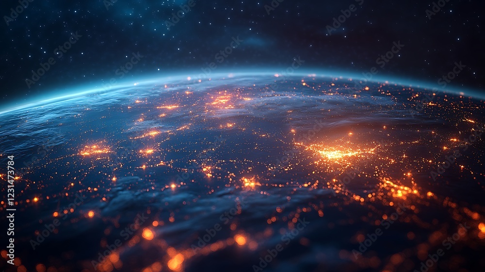 Earth from Space with Global Network Connections Earth from Space with Global Network Connections