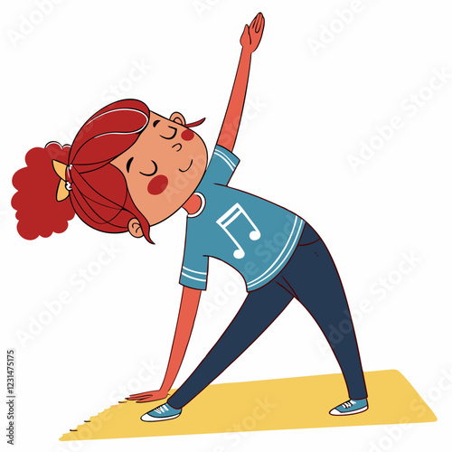 Little Girl Doing Yoga Pose, Active Lifestyle Illustration