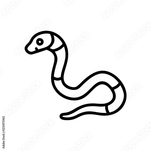 Snake icon with curious mood coiled on a transparent background