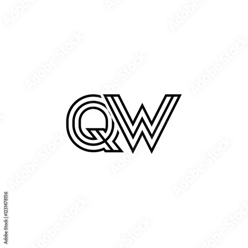 QW monogram logo design letter text name symbol monochrome logotype alphabet character simple logo