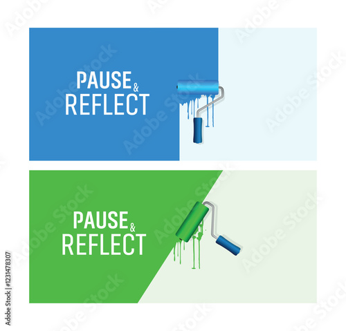 Pause and reflect sign on white background	