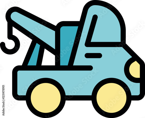 Cartoon tow truck ready to provide roadside assistance and towing services, ensuring quick and efficient vehicle recovery