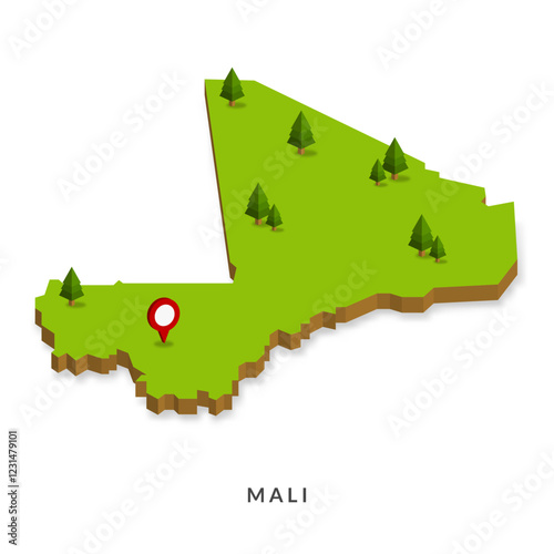 Isometric Map of Mali. Simple 3D Map. Vector Illustration - EPS 10 Vector