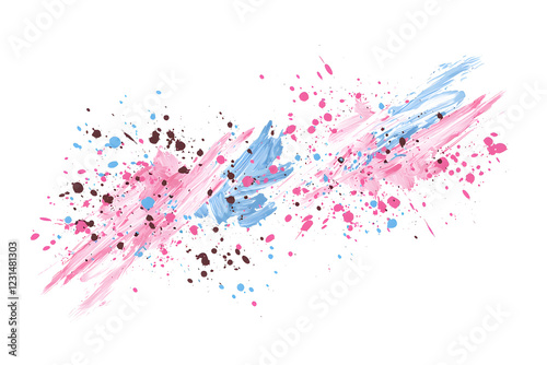 Dynamic cyan and pink grunge brush strokes digital art creation abstract design vibrant environment aesthetic viewpoint