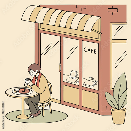 Person Eating At A Cafe