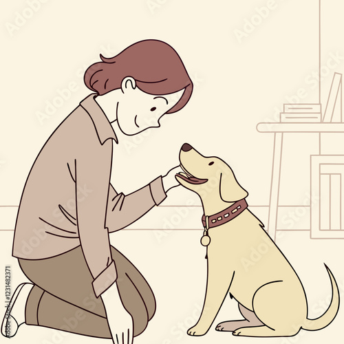 Person Petting A Dog in a cozy indoor setting