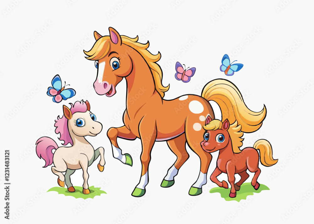 Hand drawn standing brown horse, rearing up Arabian horse, beautiful horse with brown hair Isolated vector illustration Hand drawn standing brown horse, rearing up Arabian horse, beautiful horse with brown hair Isolated vector illustration