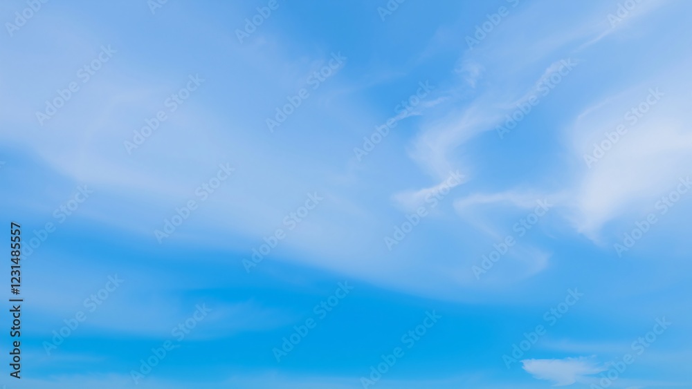 Serene Blue Sky with Wispy Clouds - Peaceful Nature Background Serene Blue Sky with Wispy Clouds - Peaceful Nature Background