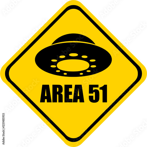 Area 51.  UFO Activity area. Alien icon. Alien warning street sign