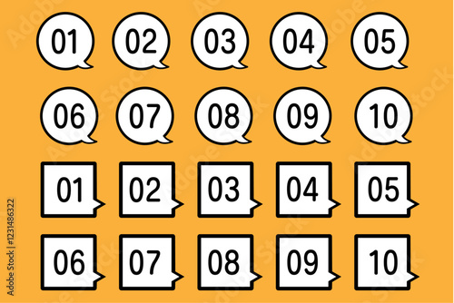 数字のアイコンセット-ふきだし