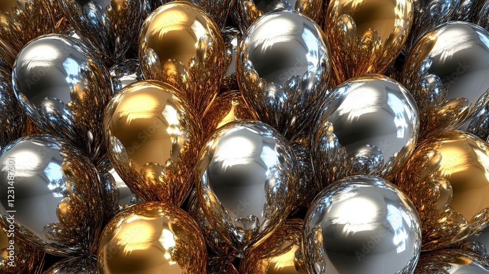 Gold silver balloons pile celebration background texture Gold silver balloons pile celebration background texture
