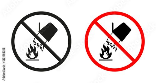 Do not extinguish with water sign vector graphics collection on white background