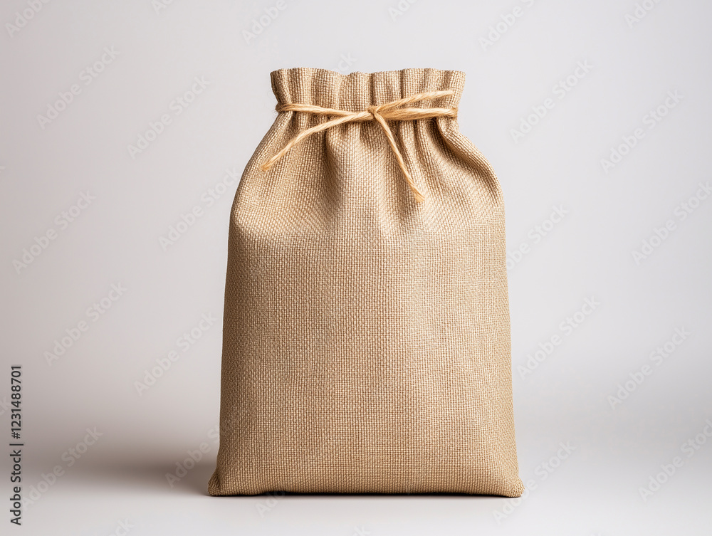 Brown fabric pouch on a neutral background Brown fabric pouch on a neutral background