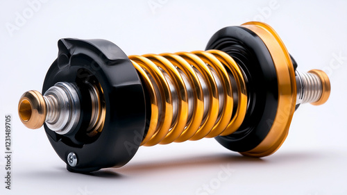 Detailed Closeup Of Gold And Black Coil Spring Mechanism