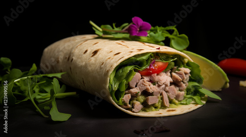 Tuna Mashuni Wrap with Roshi Flatbread – Macro Food Photography photo