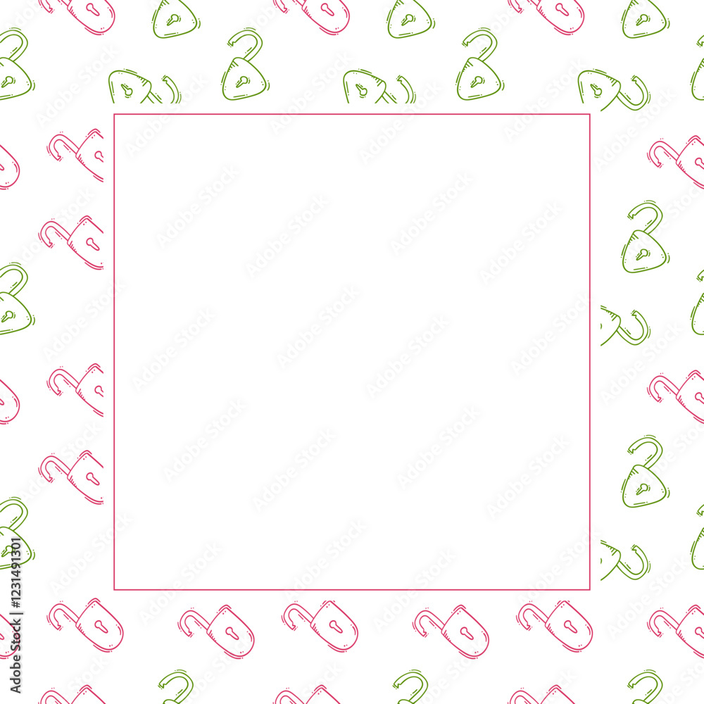 padlock frame. doodle padlock square frame. hand drawn padlock frame background. padlock background padlock frame. doodle padlock square frame. hand drawn padlock frame background. padlock background