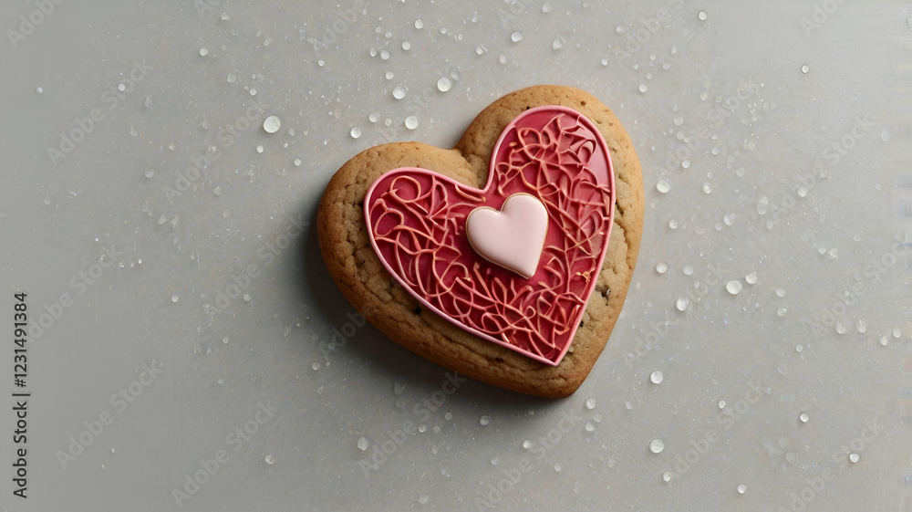 Fototapeta premium Sweet Heart-Shaped Cookie on Transparent Background