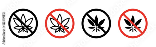 No Marijuana sign vector graphics collection on white background