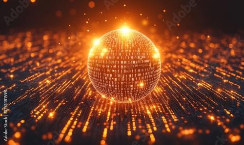 Digital globe surrounded by binary code, symbolizing interconnectedness and globalization. Technology and connectivity concept, Generative AI