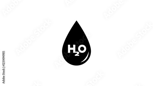 chemical formula of water, black isolated silhouette
