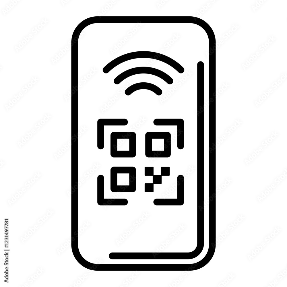 QR code icon loaded on mobile phone. QR code icon loaded on mobile phone.