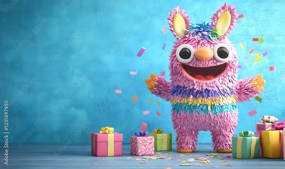 Fototapeta premium Happy Pi?ata Bunny Celebrates Birthday Party