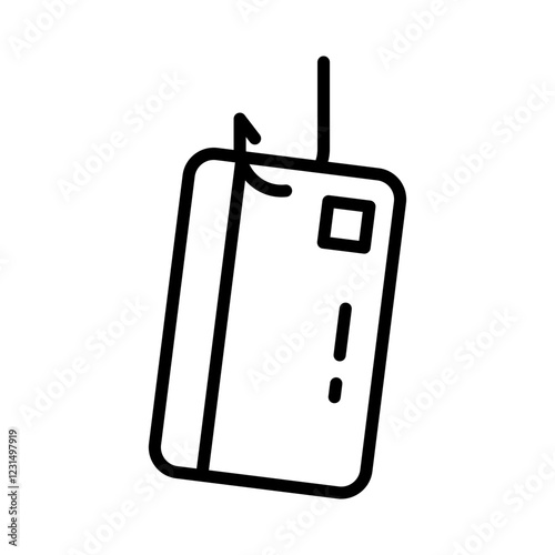Phishing scam image icon. Credit card is being lured with a fishing hook.