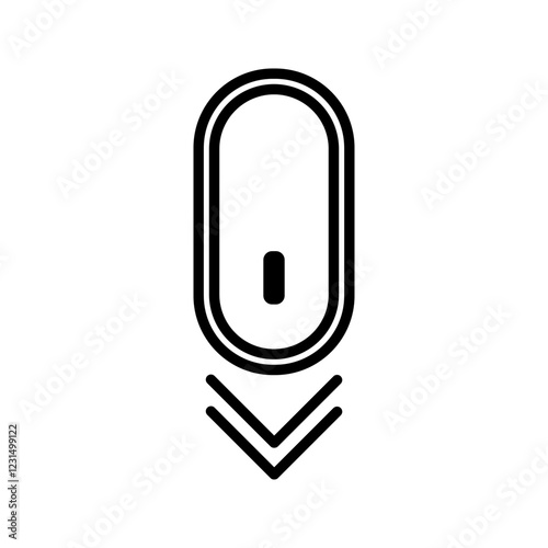 Scroll mouse direction icon Scrolling down arrow cursor symbol,Computer mouse vector illustration isolated.