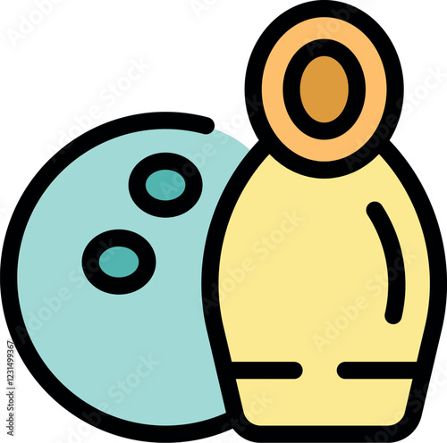Bowling pin and ball representing the popular sport of bowling, ready for a strike