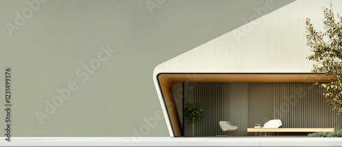 Modern architectural design featuring a sleek outdoor lounge area in a minimalist setting