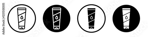 Cream tube icons pack in black and white versions for web.