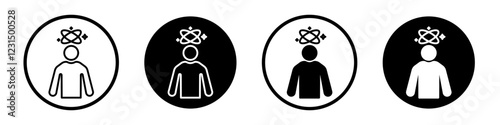 Dizziness icons pack in black and white versions for web.