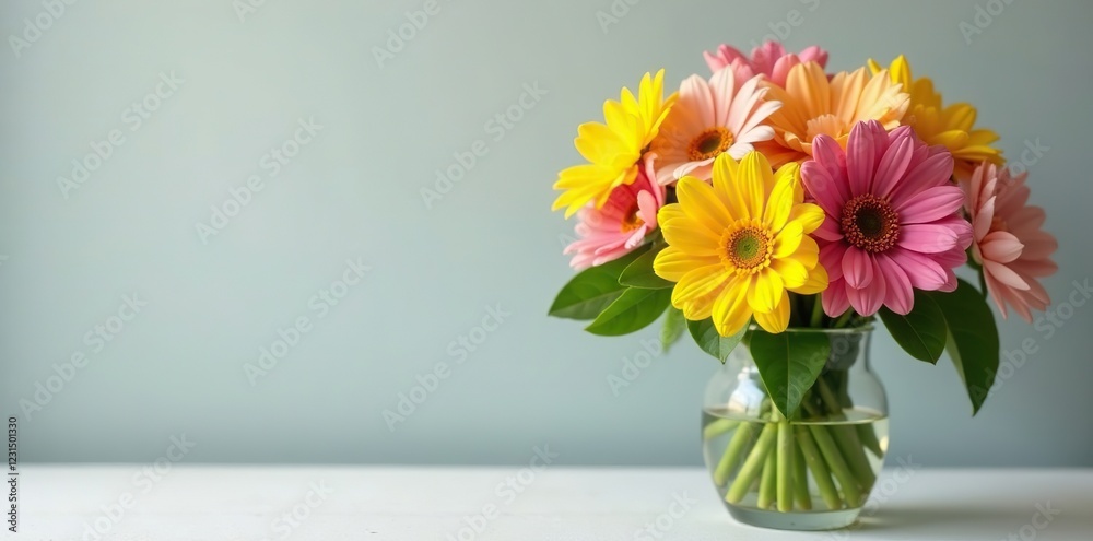 A colorful mix of yellow and pink flowers in a vase, spring, vase, garden flowers A colorful mix of yellow and pink flowers in a vase, spring, vase, garden flowers