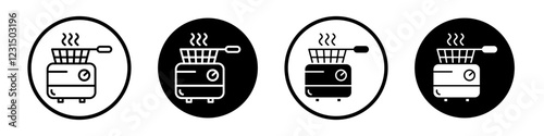 Restaurant deep fryer icons pack in black and white versions for web.