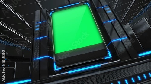 Product promotion view on green screen board animated gallery paddle and Spotlight backdrop