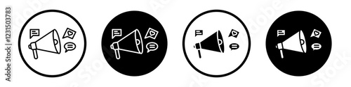 Social campaign icons pack in black and white versions for web.