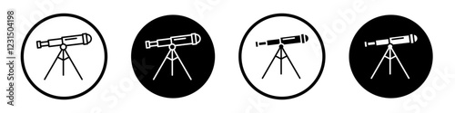 Telescope icons pack in black and white versions for web.