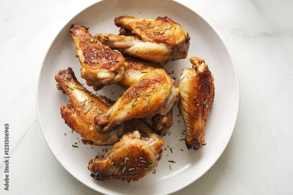 An isolated photo of oven-roasted chicken wings