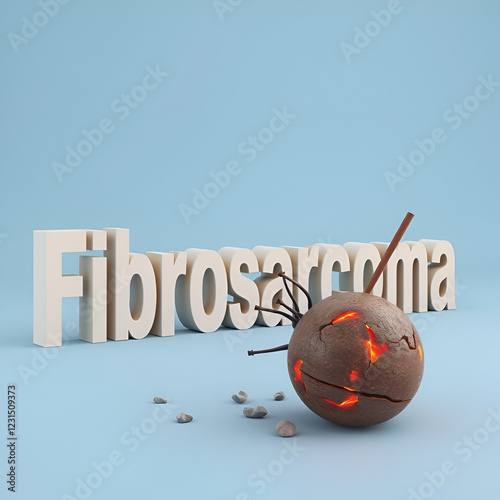 Fibrosarcoma and life - pictured as a word Fibrosarcoma and a wreck ball to symbolize that Fibrosarcoma can have bad effect and can destroy life, 3d illustration photo