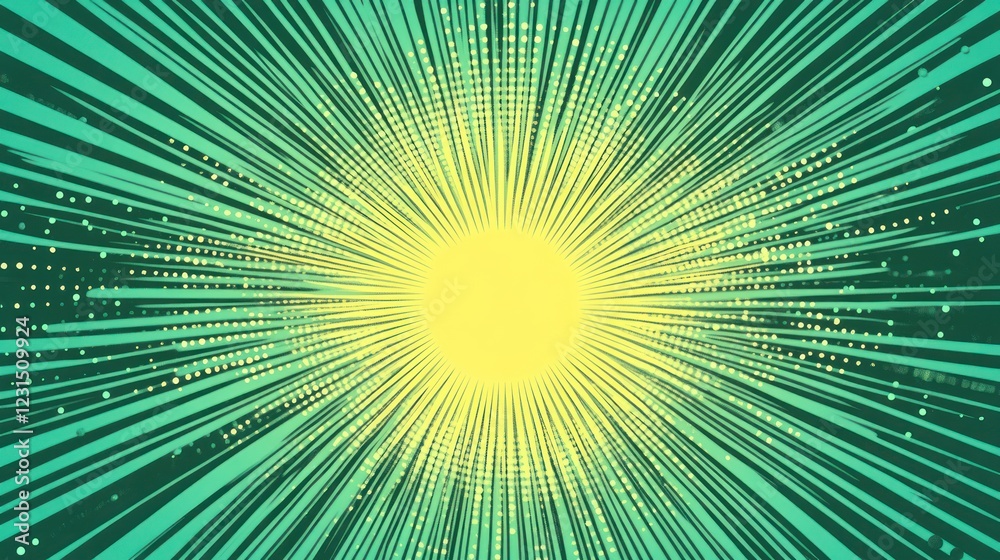 Obraz premium Green digital burst, starburst background, energy, technology, website design