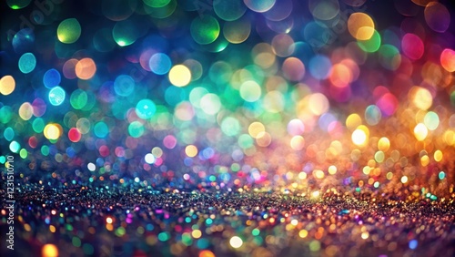 Shimmering Sparkle Background with Colorful Bokeh Lights and Glittering Texture
