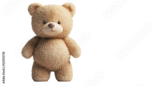 Obraz na płótnie Soft and cuddly teddy bear with fluffy texture standing on a white background in a playful pose w salonie